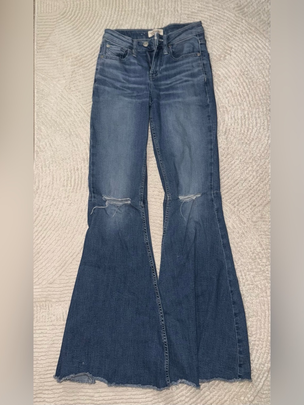 Shyanne Dark Blue Distressed Flare Jeans